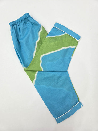 Pure Cotton Blue Green Tie-Dye Print Unisex Nightsuit Set