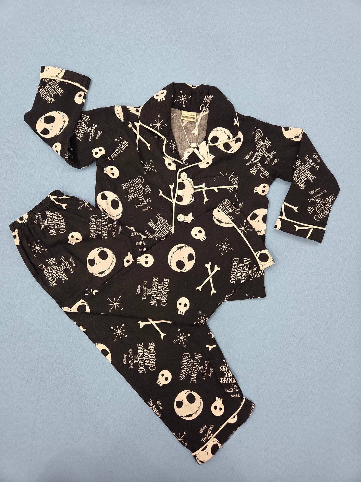 Pure Cotton Black & White Halloween Print Unisex Nightsuit Set