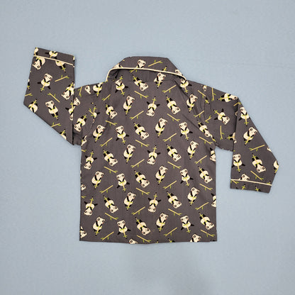 Travel in style with baby Panda print grey sleepwear for children