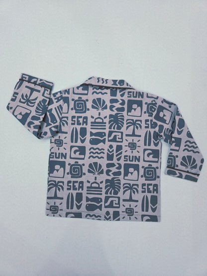 Pure Cotton  Sun and Sea Graphic Print Unisex Nightsuit Set