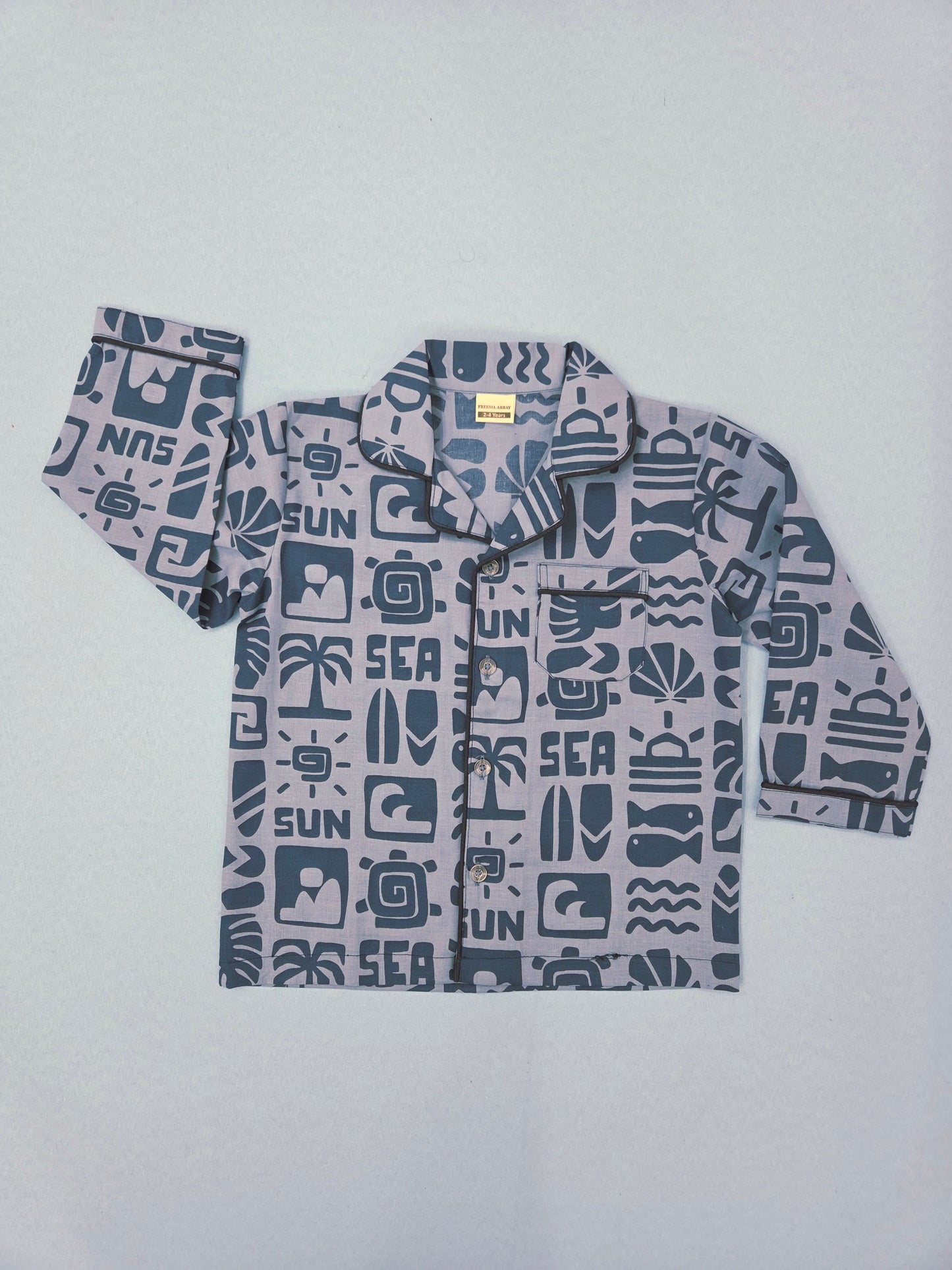 Pure Cotton  Sun and Sea Graphic Print Unisex Nightsuit Set