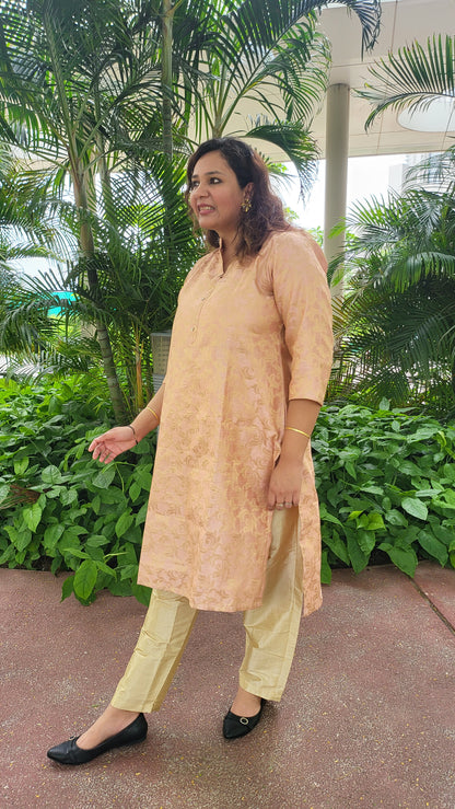 Peach Brocade Kurta