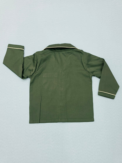 Pure Cotton Classic Bottle Green Unisex Nightsuit Set