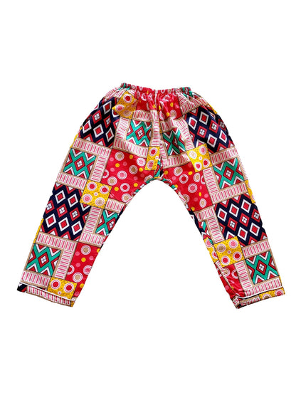 Multi color Geometrical Print Cotton Kids Unisex Nightsuit Set