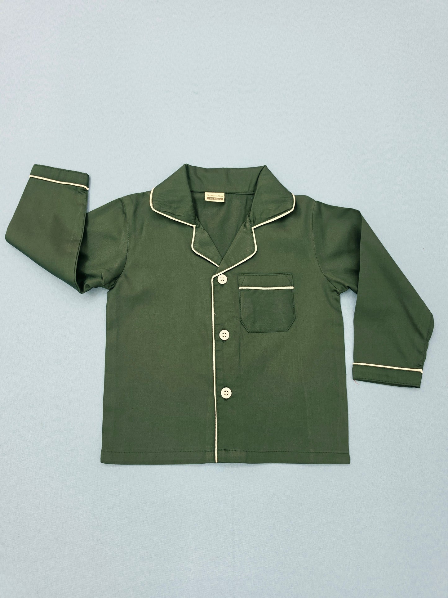 Pure Cotton Classic Bottle Green Unisex Nightsuit Set