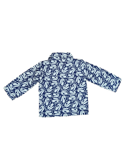 Spooky Skeleton printed Blue and White Kids Unisex Nightsuit Set