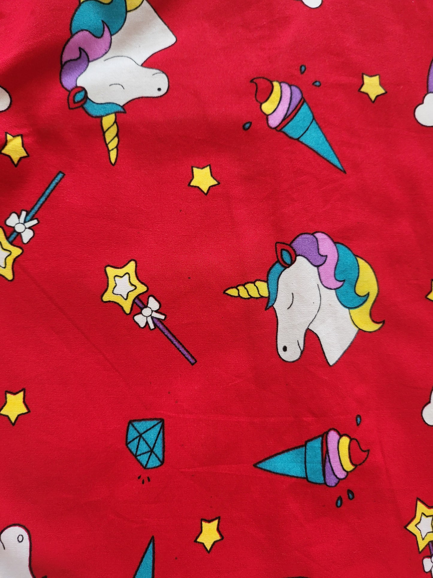 Red Unicorn Print Cotton Kids Unisex Nightsuit Set