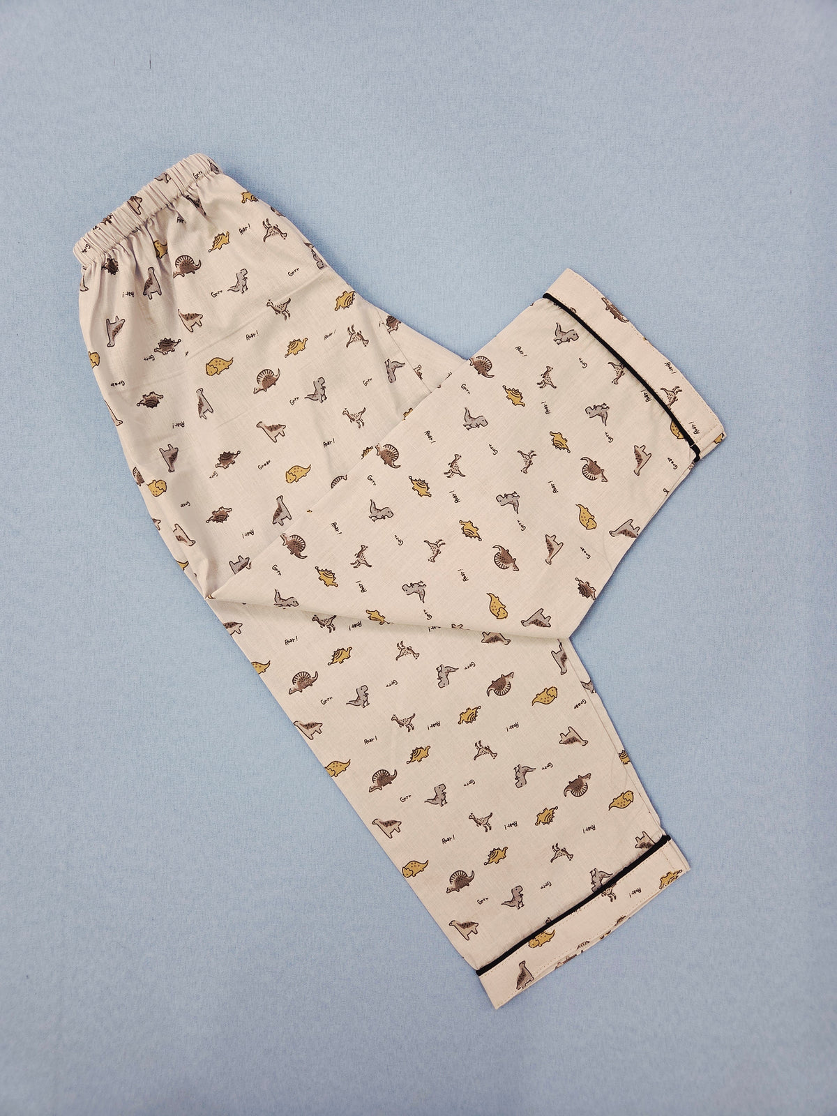 Pure Cotton Grey Dino Print Unisex Nightsuit Set