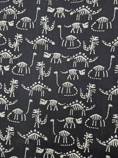 Pure Cotton Black with Dino Print Unisex Nightsuit Set