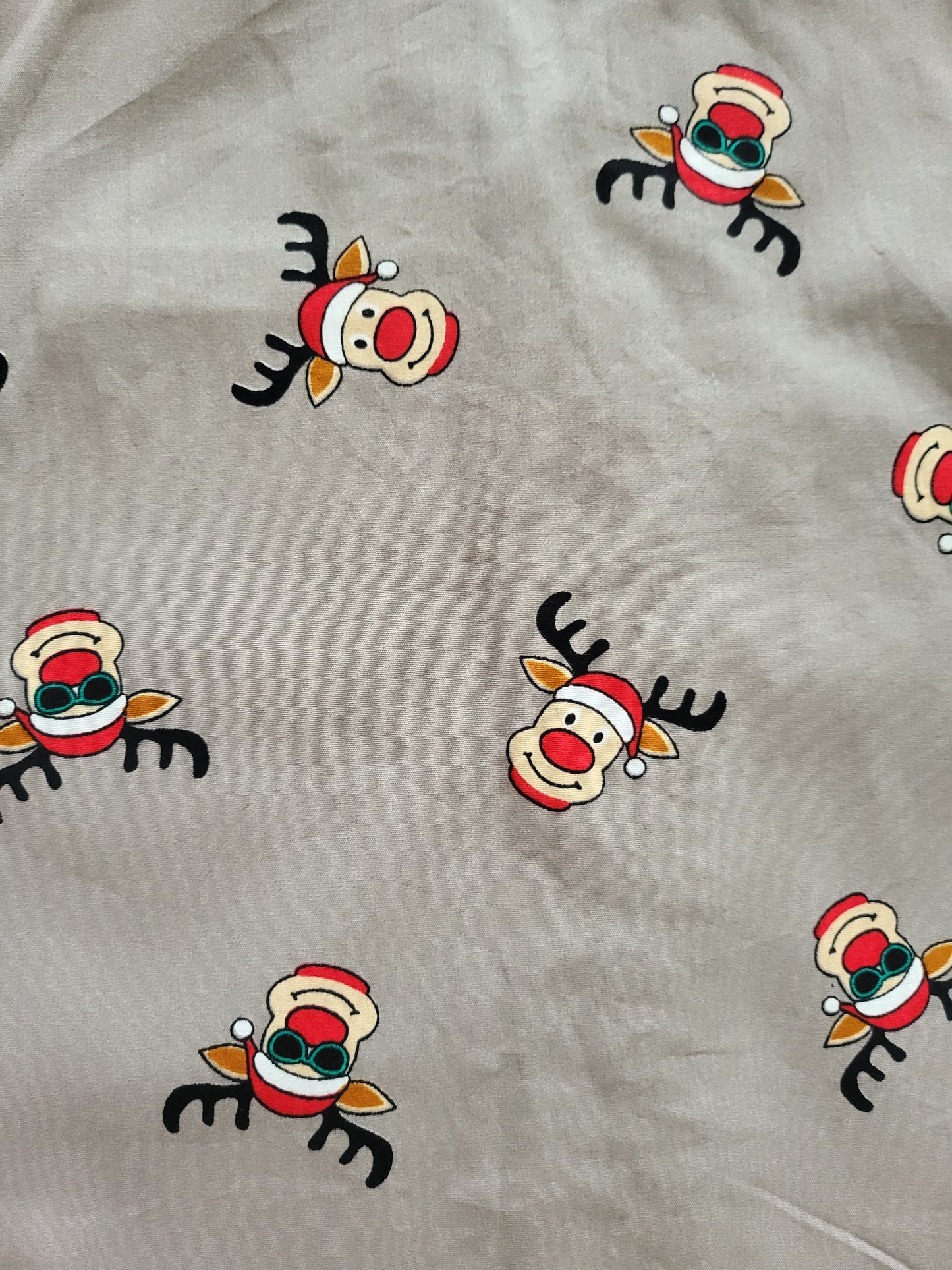 Santa Reindeer print Grey Unisex Kids Nightsuit Set