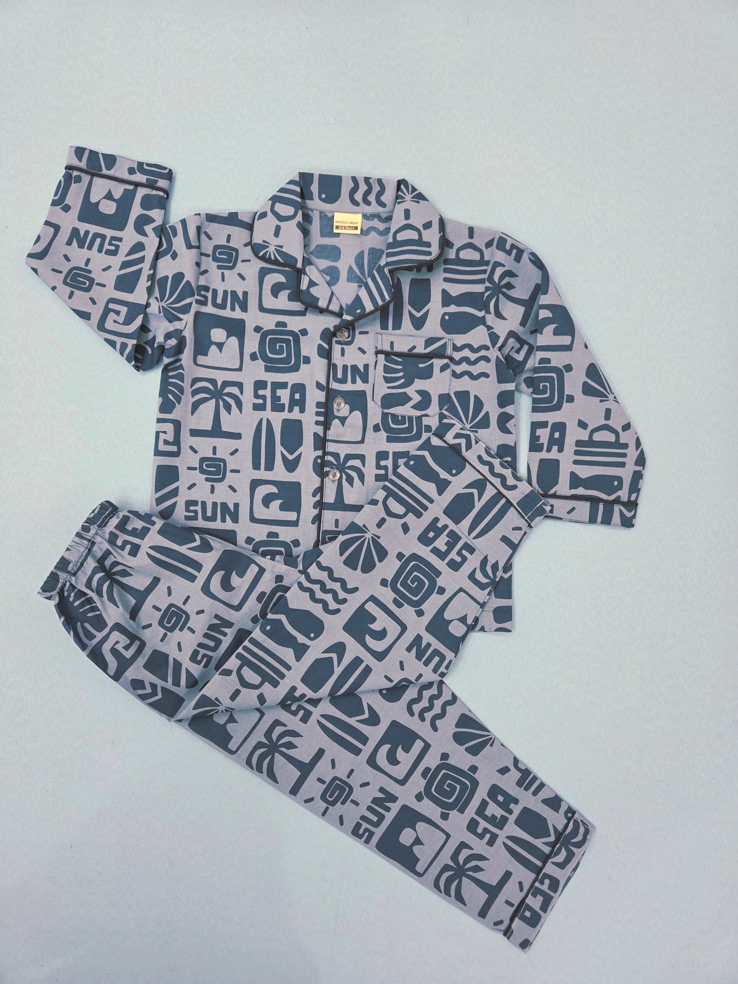 Pure Cotton  Sun and Sea Graphic Print Unisex Nightsuit Set