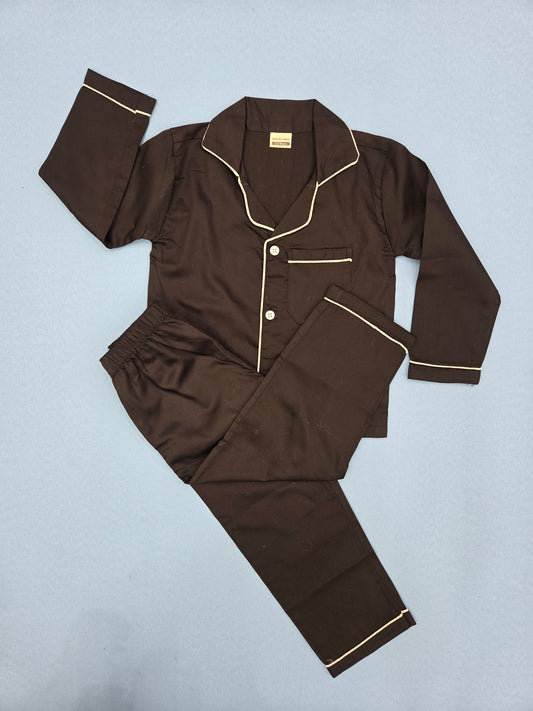 Pure Cotton Solid Black Unisex Nightsuit Set