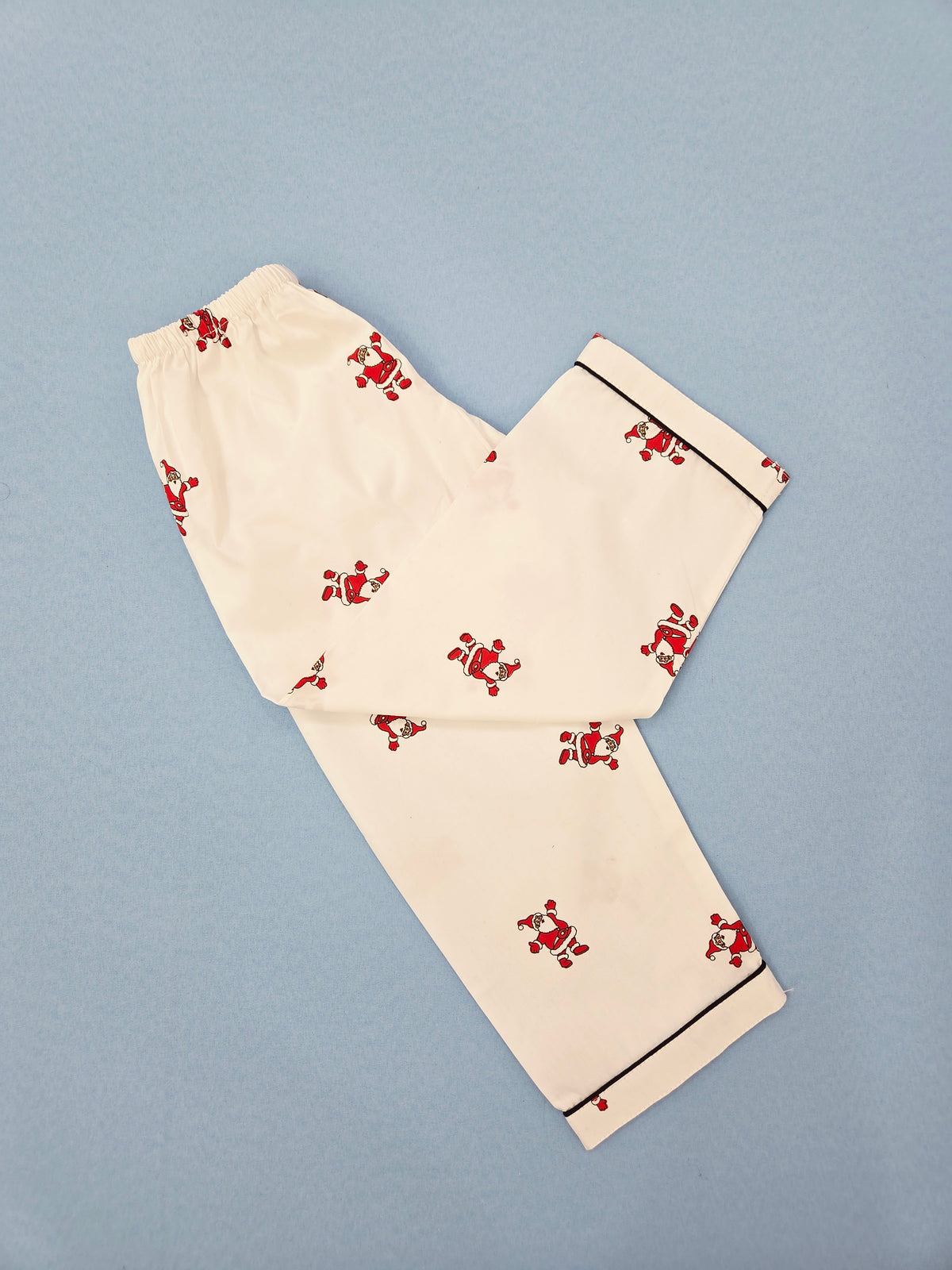 Pure Cotton White and Red Santa Print Christmas Unisex Nightsuit Set