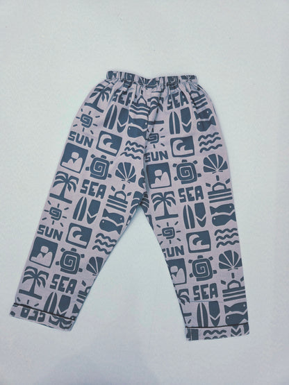 Pure Cotton  Sun and Sea Graphic Print Unisex Nightsuit Set