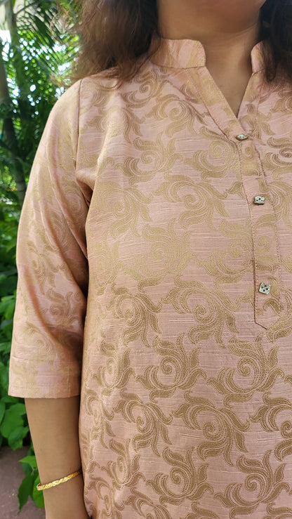 Peach Brocade Kurta