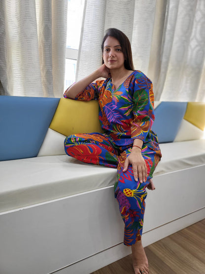 Shop or order online Freesia array's Forest Fantasy blue colored Loungewear for women