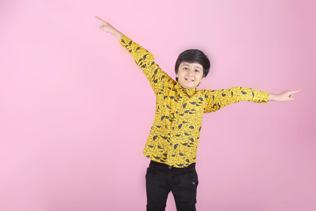 Yellow Fish Print Shirt for Boys